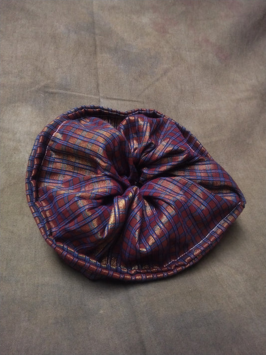 R/B Plaid Shiny (JUMBO) Scrunchies